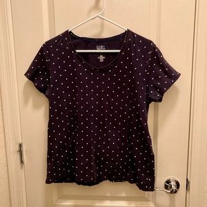 Navy polka dot Croft&Barrow tee size Large